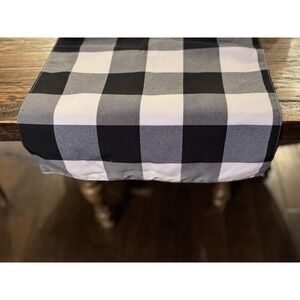 The Prairie Rachel Ashwell Table Runner 14"X90" Black White Buffalo Plaid Lined